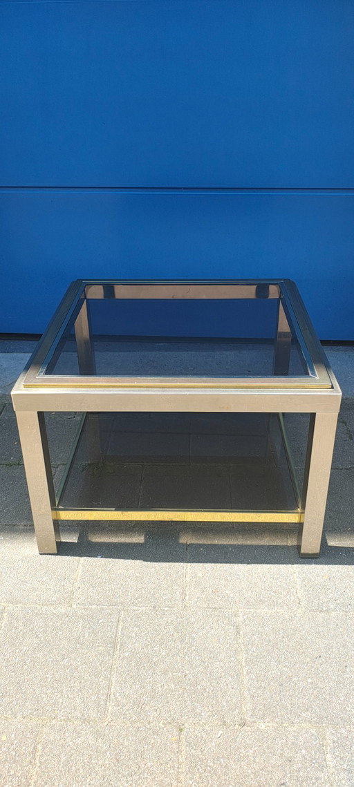 VINTAGE Coffee Table Metal & Glass in Smoked Glass The 70s