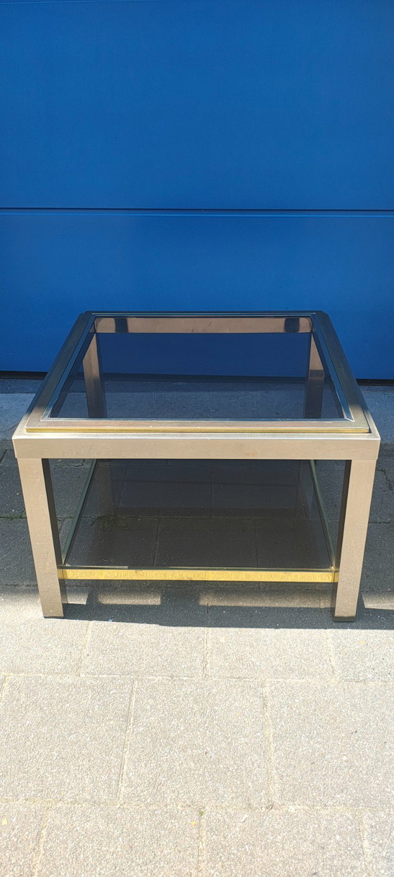 Image 1 of VINTAGE Coffee Table Metal & Glass in Smoked Glass The 70s