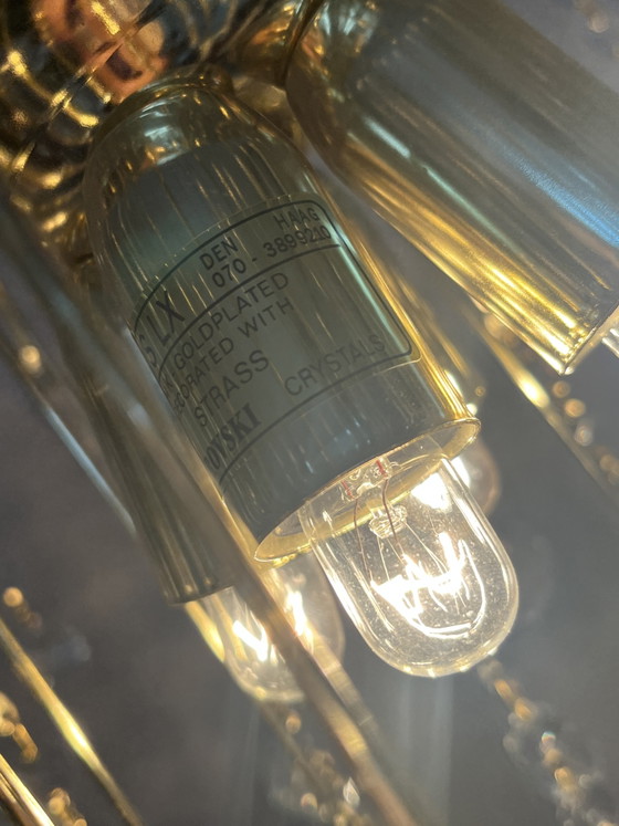 Vintage Swarovski Crystal Chandelier Pendant Lamp – Gold (photo 9 of 10)
