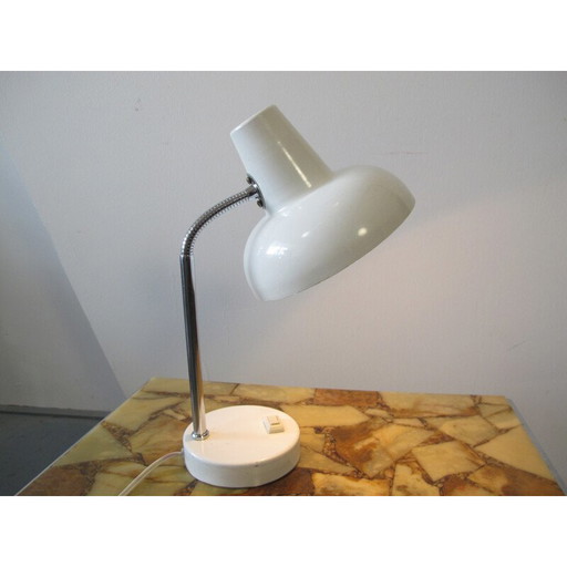 Lámpara de mesa vintage de metal blanco, 1950