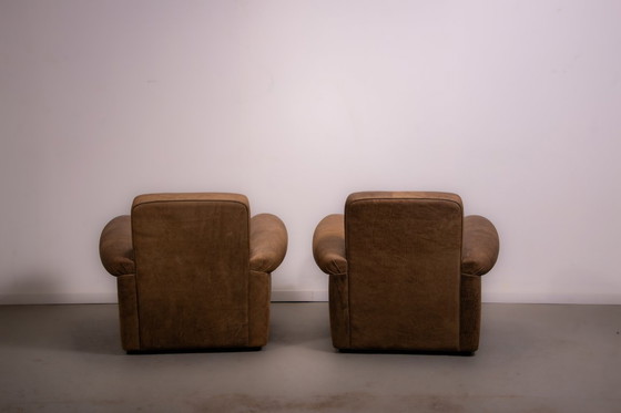 Image 1 of Sillones Mickey de Baxter Italia en piel nabuk color camel. Circa 1998