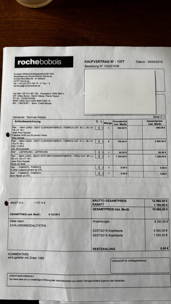 Image 1 of Roche Bobois bank “Mah Jong” - designklassieker van Hans Hopfer