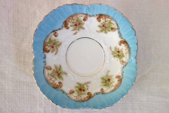 10 tazze con zuccheriera, porcellana di Sassonia circa 1900, Au marché de Paris, Stoviglie, Bianco (foto 6 di 12)