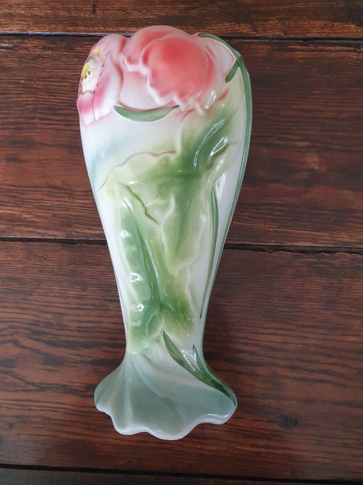 Jarrón barbotina Art Nouveau 29 cm - en perfecto estado