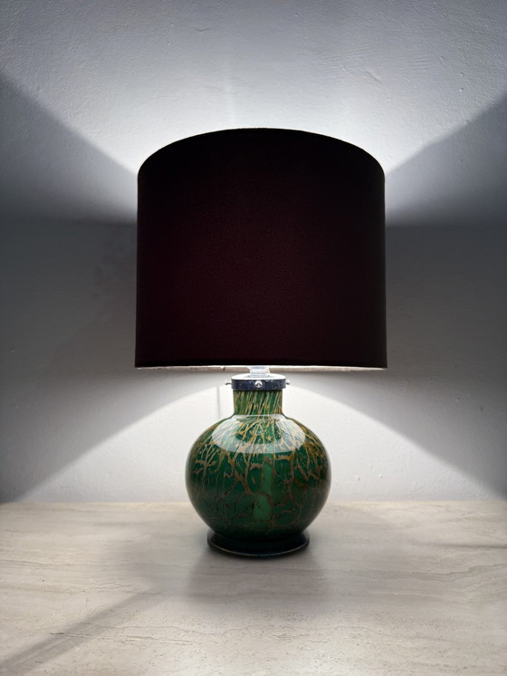 Image 1 of WMF Ikora by Karl Wiedmann Green Glass Table Lamp, 1930’s