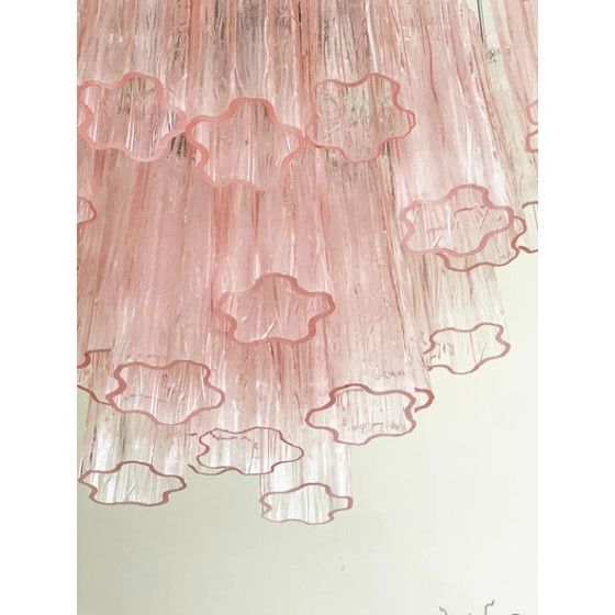 Image 1 of Lustre contemporain en verre de Murano rose « Tronchi »