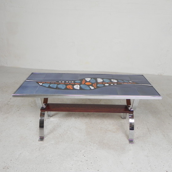 Image 1 of Tile Table With 21 Tiles, Signed ''Ledu''