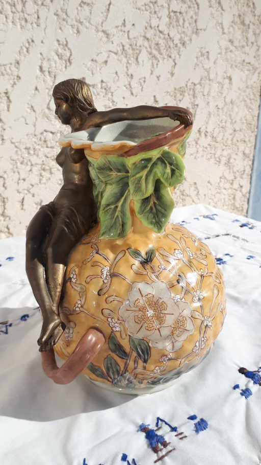 Brocca Art Nouveau - 1895 - Ceramica e bronzo patinato