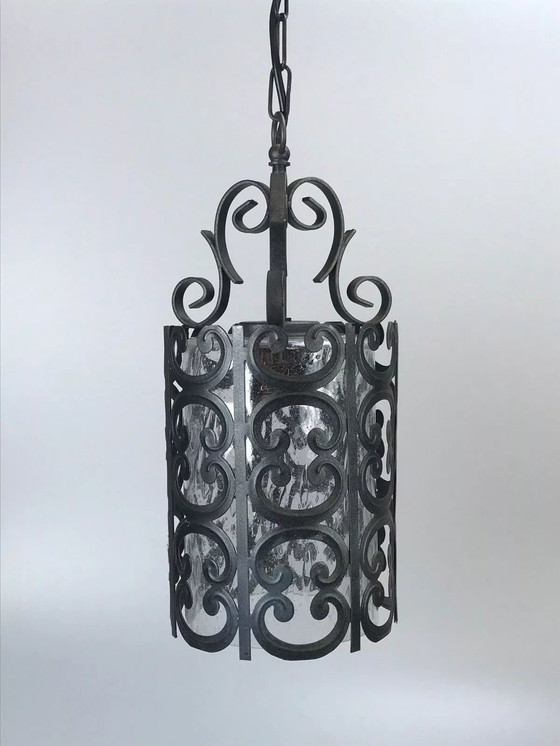 Image 1 of Lampada da soffitto anni '60 e '70 in metallo e vetro, design spaziale