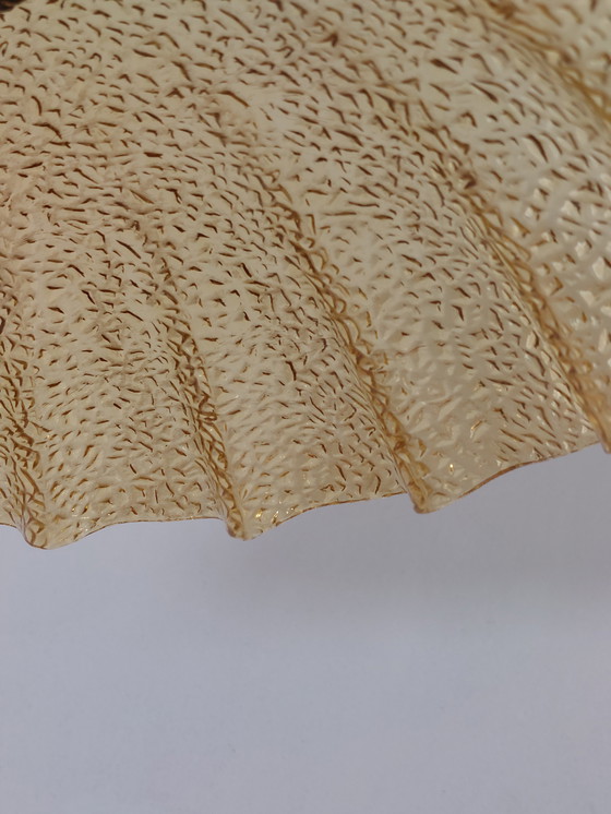 Image 1 of Lampada a sospensione vintage in vetro pressato, anni '80, in metallo