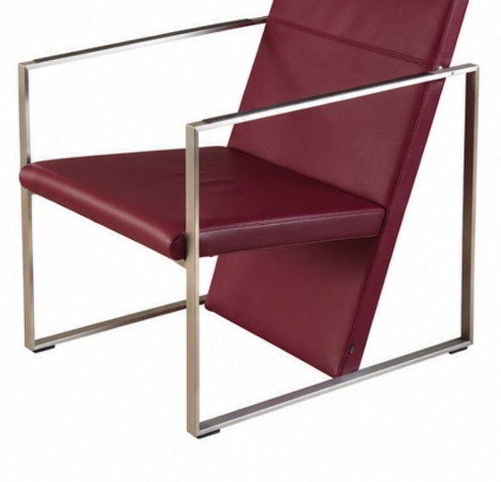 Poltrona Design Arco Spine – Pelle Rosso Bordeaux con Struttura Cromata – Poltrone, Cromo (photo 6 of 6)