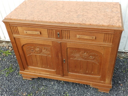 Art-Deco-Möbel aus Eiche mit Marmor