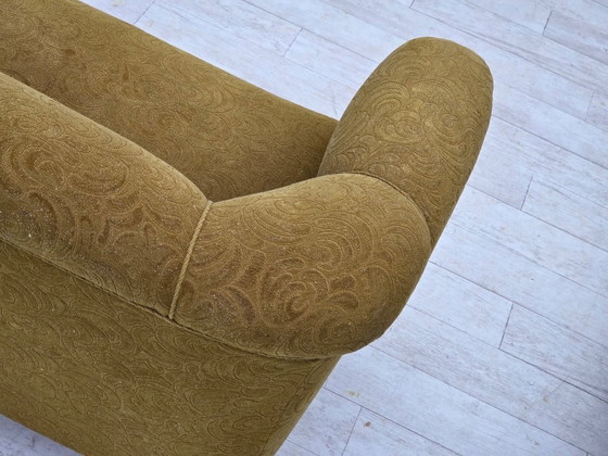 Image 1 of Divano danese a due posti degli anni '50, rivestimento originale in lana verde per mobili.