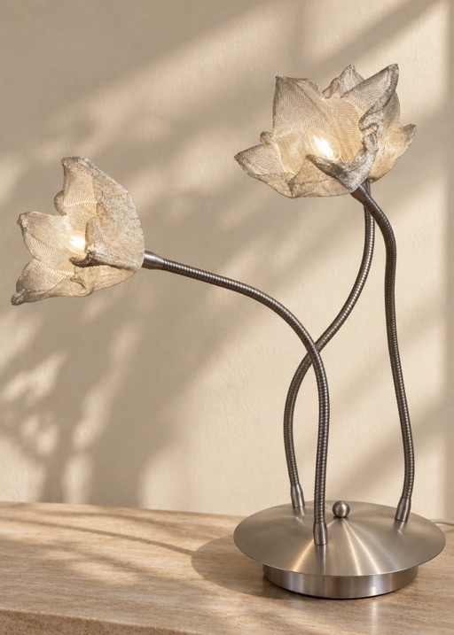Harco Loor - Dutch Design - Lampe de table florale postmoderne à 3 lumières en acier inoxydable