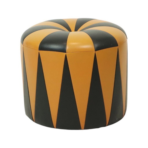 Pouf rotondo vintage in similpelle anni '60