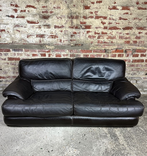 2 zits leren sofa kleur chocolade Roche Bobois 80'S