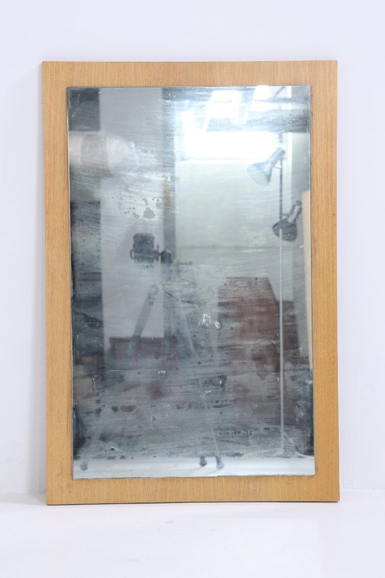 Image 1 of Specchio vintage Hellerau 60s | Mid Century Specchio da appendere Specchio in legno Retro inclinato Vintage #06-08