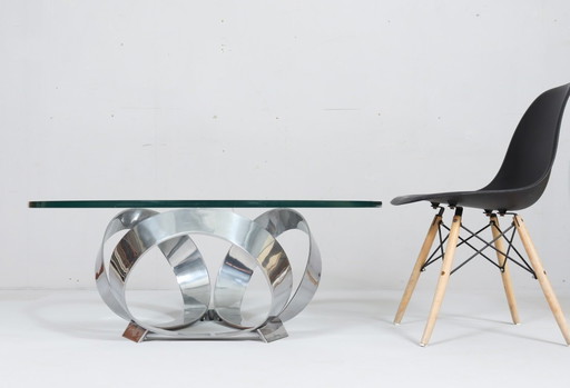 Space Age coffee table by Knut Hesterberg for Ronald Schmitt, Diamond Aluminum, 1970s, Germany
