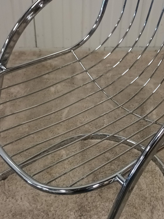 Beautiful Vintage Chrome Tubular Chairs (4x) | Italian Design, Dining chairs, Metal, Silver (photo 8 of 9)