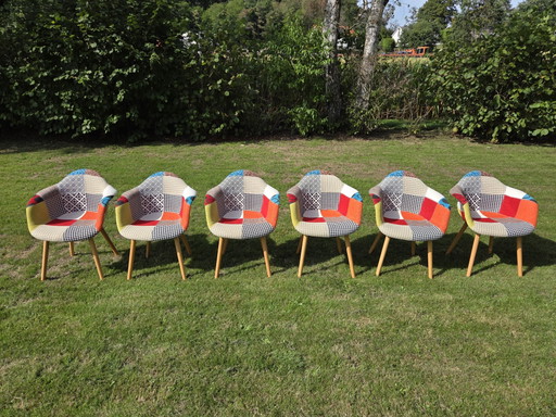 Lot de 6 Chaises de salle à manger multicolores Norrwood – eetkamerstoelen, Textile
