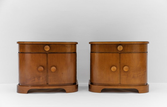 Image 1 of Comodini in legno Art Déco austriaco, set di 2