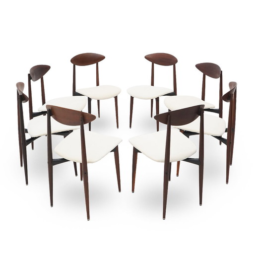 8 chaises en teck et velours par Amma, 1960s