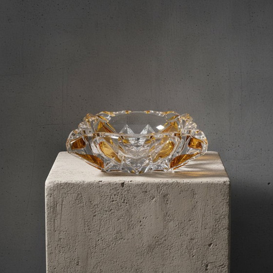 Image 1 of Vintage 1970 Anna Hutte Clear Lead Crystal Glass Ashtray