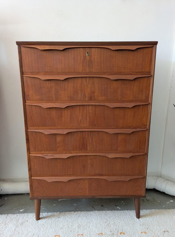 Image 1 of Vintage Deense teakhouten ladekast, Tallboy 