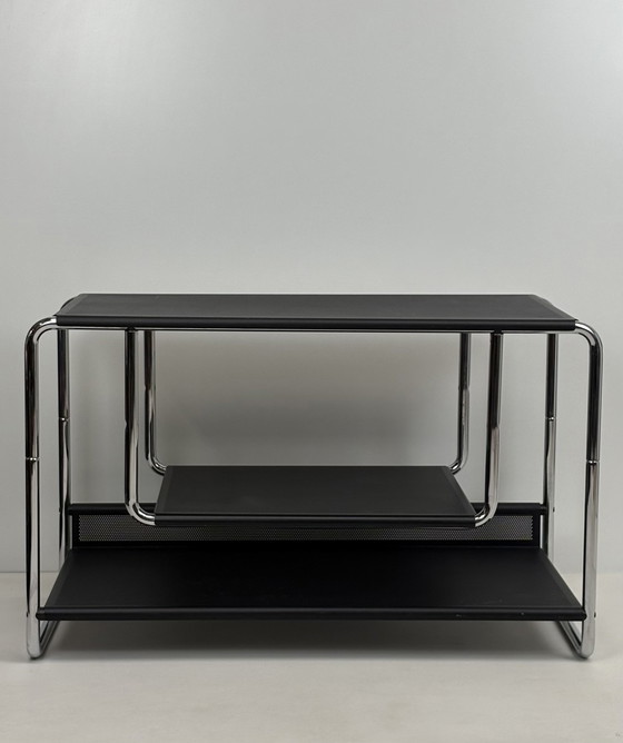 Image 1 of Vintage zwart metaal Habitat LP audiomeubel chroom buisframe
