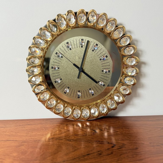 Image 1 of Hollywood regency clock from Junghans, gold and crystal