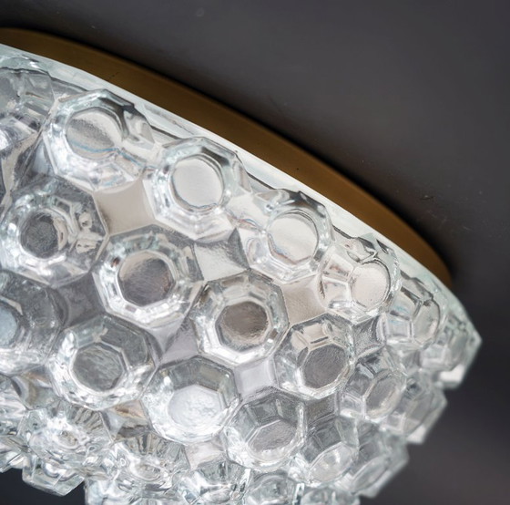 Image 1 of Lampada da soffitto vintage Limburg con vetro a bolle, modello A 643, a incasso, anni '70.