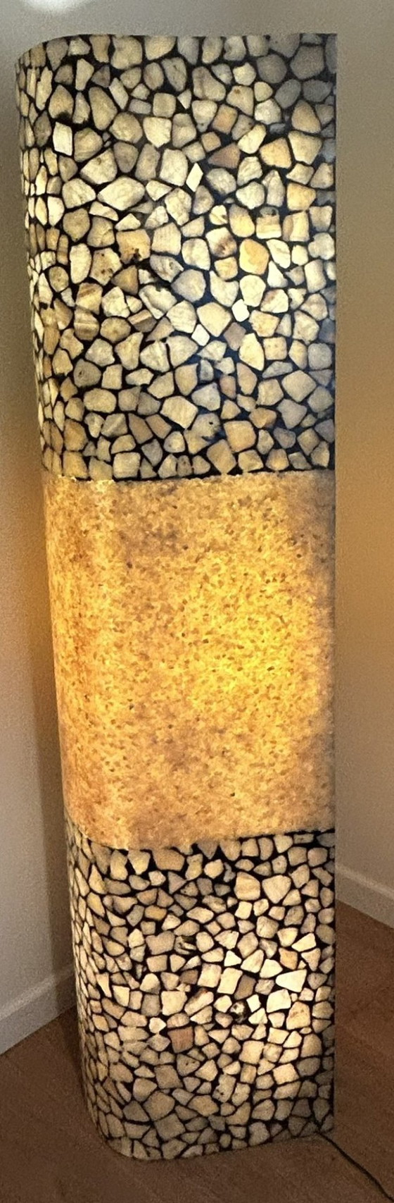 Lampe design, pierre onyx et coquillages - unique, Lampadaires, Plastique, Beige (photo 3 sur 8)