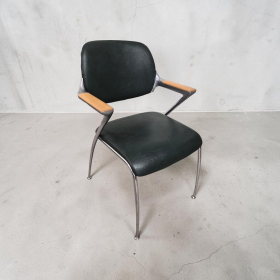 Image 1 of 1 of 4 vintage designer leather dining chairs Brunner Golf