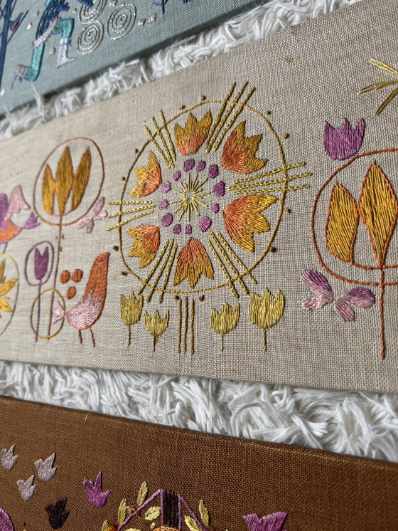 Image 1 of Scandinavische borduurpanelen uit de jaren 60