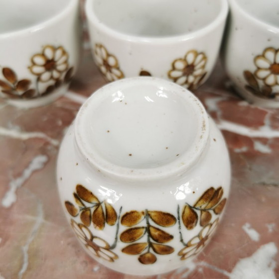 Image 1 of Vintage mid century theeservies. Theepotje en vier kommetjes. Keramiek