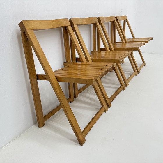 Image 1 of Set van 4 Aldo Jacober voor Alberto Bazzani klapstoelen, jaren 1960