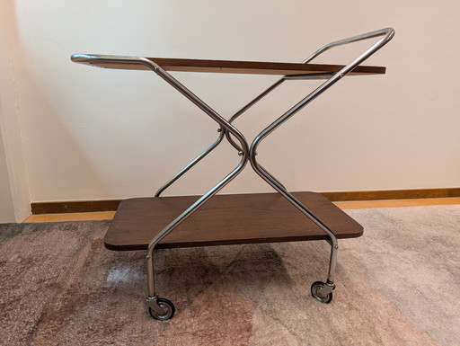 Chariot de service / chariot de bar vintage en teck au design scandinave