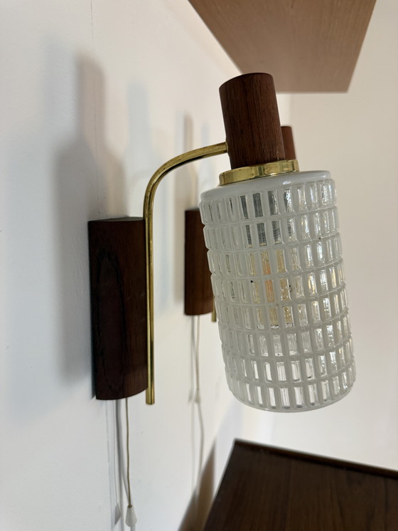 Image 1 of Ensemble de 2 appliques murales danoises vintage, années 1960