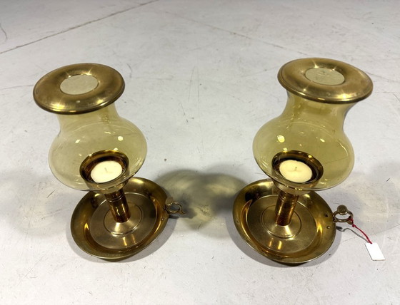 Image 1 of 2 X Peter Jensen Kopenhagen messing kandelaars Denemarken 1960’s