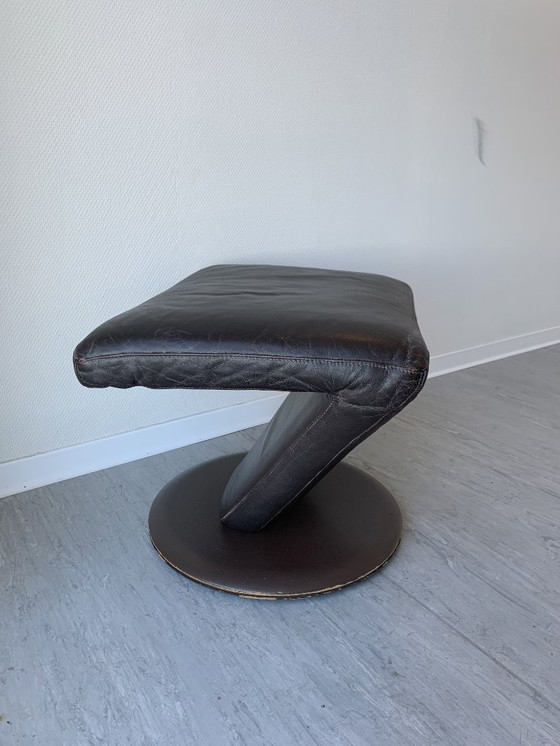 Image 1 of Repose-pieds/pouf en cuir Leolux – original avec étiquette et numéro de série