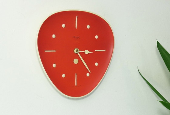 Image 1 of Vintage keukenklok, wandklok, Kienzle Duitsland, jaren 60/70, keramische klok in atoomtijdperkstijl