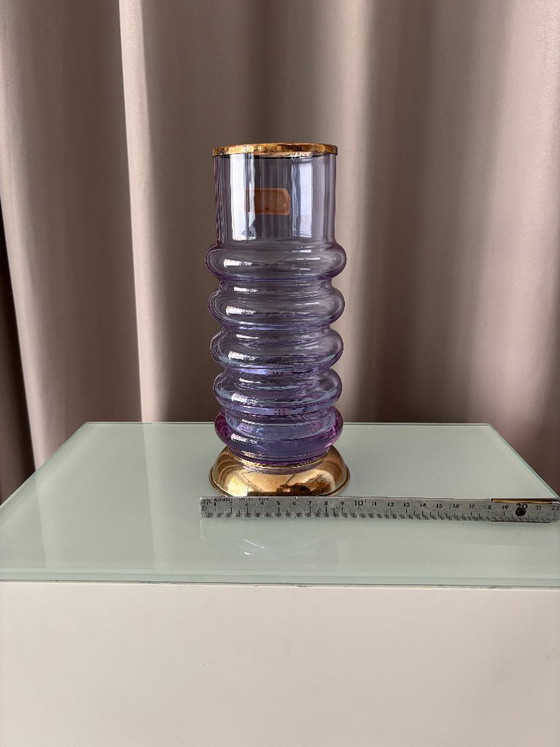 Vintage Italian Hand-Blown Amethyst Glass Vase With Brass Mounts – R. Frisina, Reggio Calabria (photo 4 of 12)