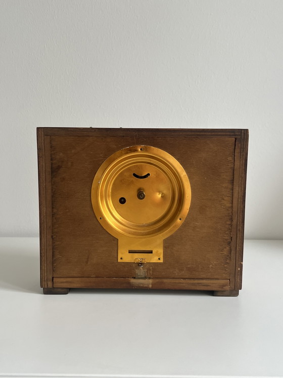 Zeldzame jaren 40 Art Deco Deense Opwindklok en Spaarpot – Klokken, Wood (photo 4 of 10)