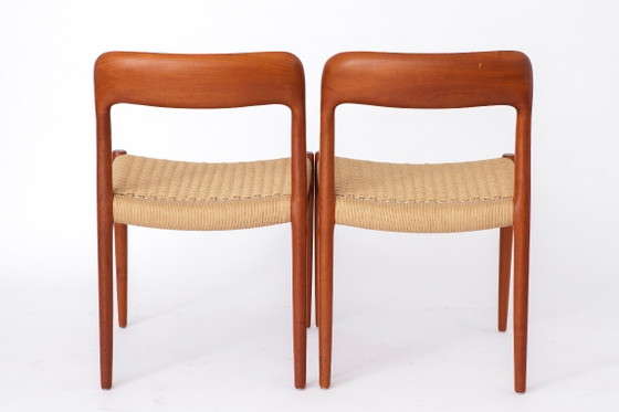 Grote set van 8 Niels Otto Møller teakhouten eetkamerstoelen – model 75 (jaren 1950), Deense zittingen van (photo 10 of 15)