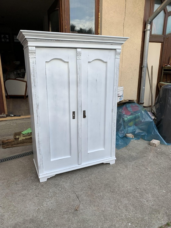 Vintage Painted Wooden Wardrobe (photo 4 of 11)