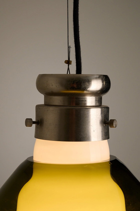 Space Age Blown Glass Pendant Lamp by Vistosi, Italy, 1970s, Ceiling lights, Aluminium (photo 8 of 12)