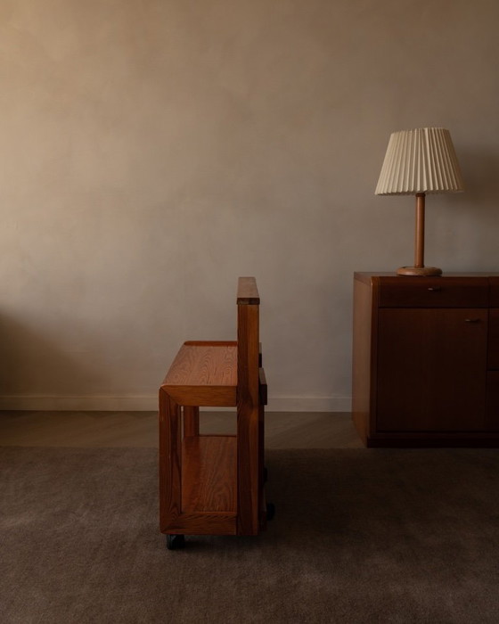 Image 1 of Carrello di servizio pieghevole vintage in pino, anni '70