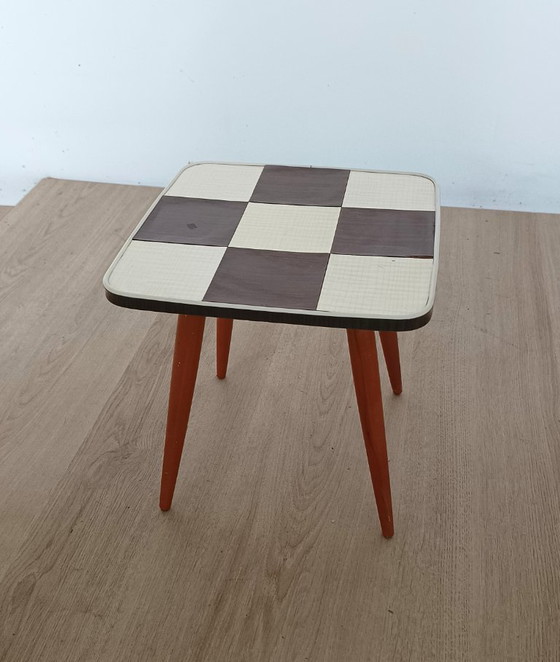 Image 1 of Sixties side table with checkered pattern