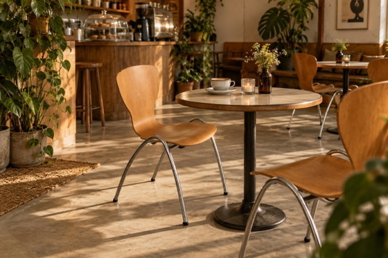 6x sedia da scuola vintage | sedie impilabili – Sedie da pranzo, Cromo, Legno (photo 7 of 7)