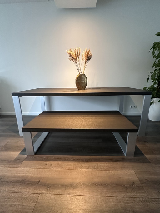 Eettafel + salontafel set